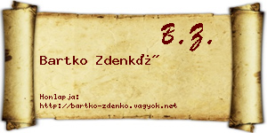 Bartko Zdenkó névjegykártya