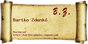 Bartko Zdenkó névjegykártya